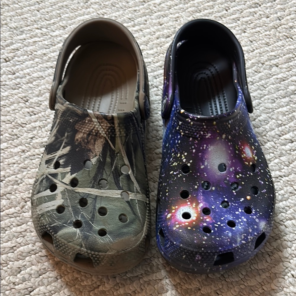 Kids Crocs Camo and Galaxy Clogs